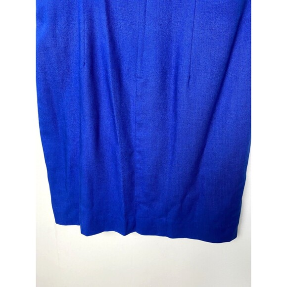 Lanz Original Vintage Dress Sailor Blue Gold Buttons Linen Blend Size 12 - Picture 11 of 14